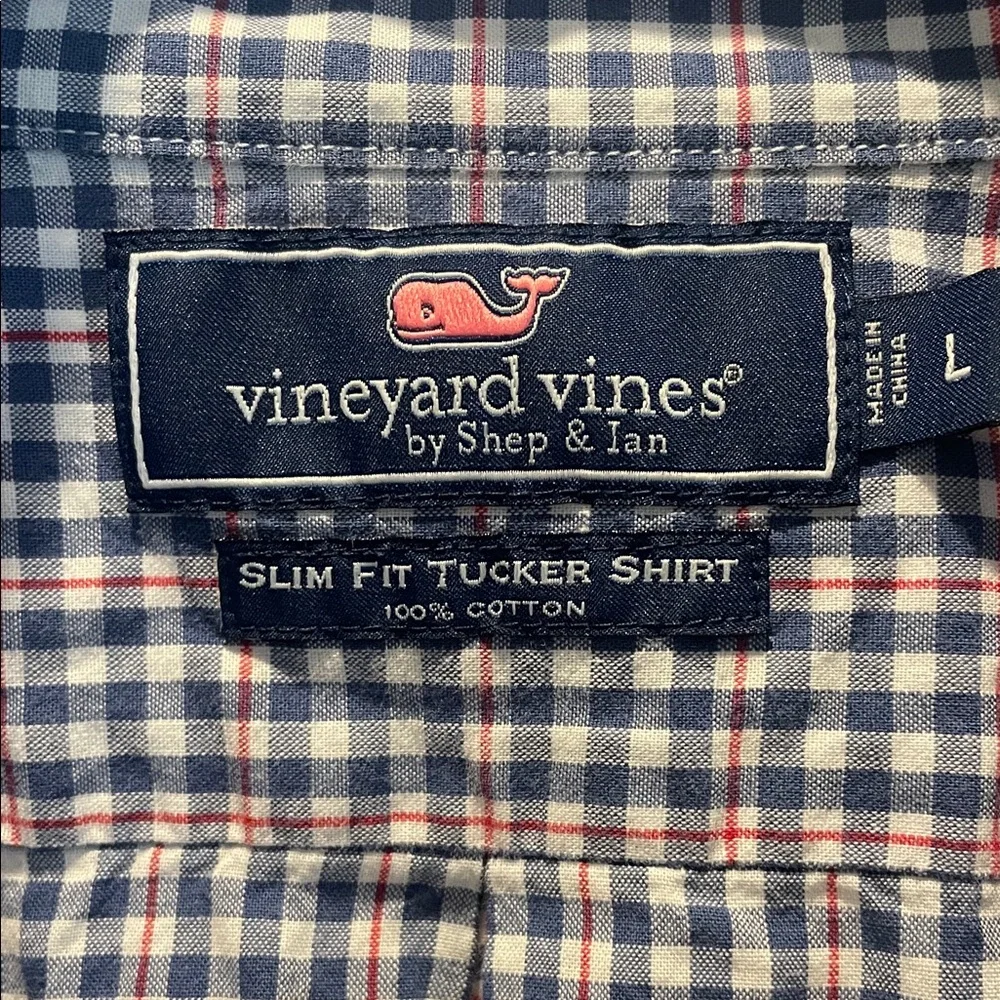 Vineyard Vines Navy and White Checkered Shirt